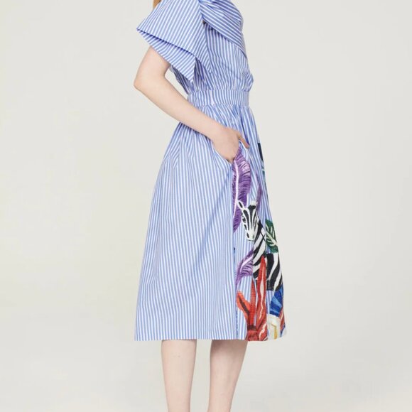 STELLA JEAN Stripe Off the Shoulder Dress Size 40 - Picture 3 of 9